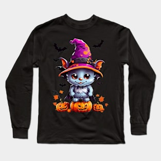 Cute halloween bat with hat Long Sleeve T-Shirt